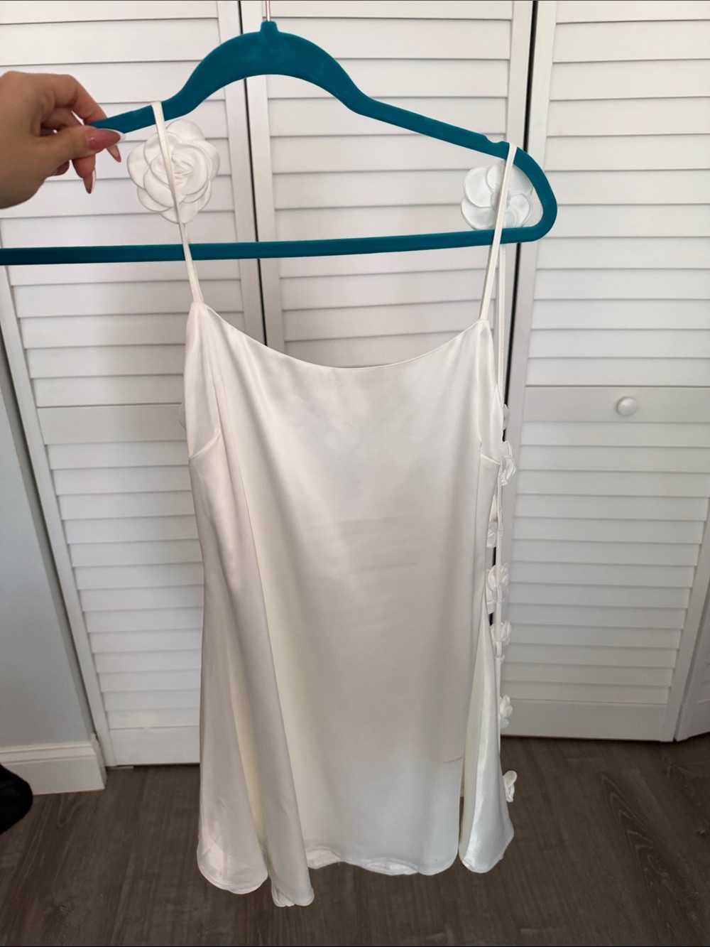 White Satin Slip Dress with Side Knot Detail